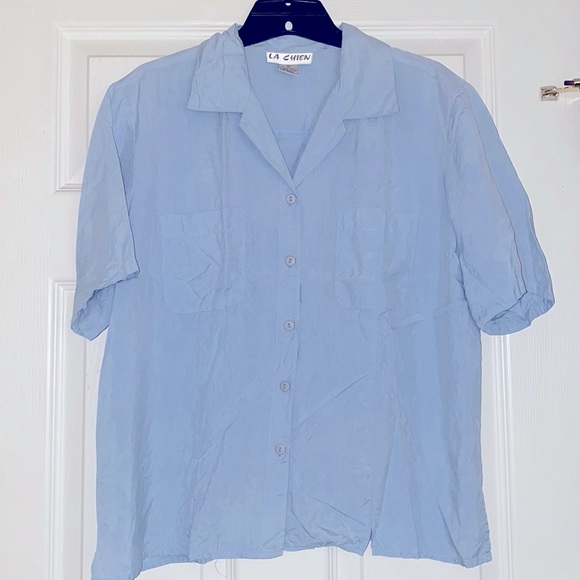 La Chien Light Blue Button Up Collared Shirt - Picture 1 of 5